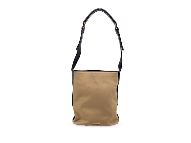 Gucci Beige Canvas Signature Web Bucket Shoulder Bag Cloth  ref.832750