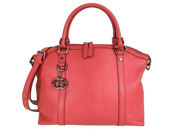 Bolso shopper Gucci en cuero granulado rojo coral Roja  ref.832756