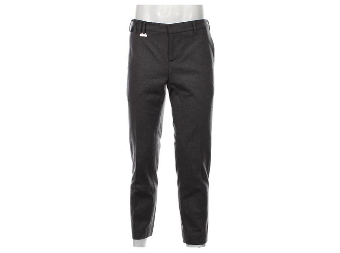 Calça Kris Van Assche Cinza de Lã e Viscose