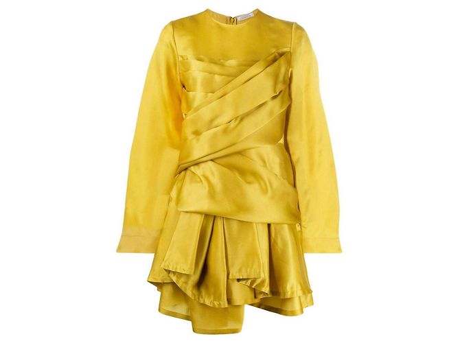 Vestido Nina Ricci de seda amarillo