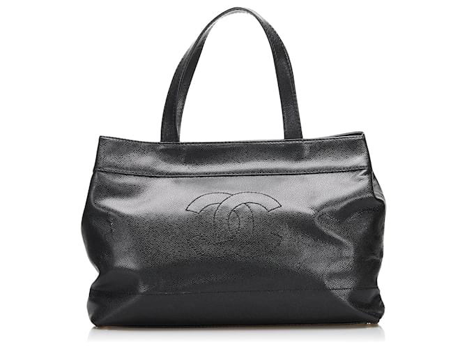 Chanel Black CC Caviar Tote Leather  ref.833358