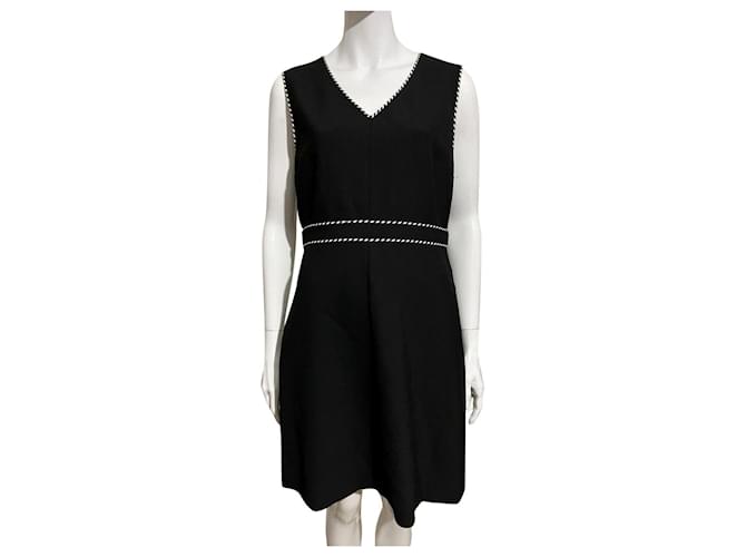Diane Von Furstenberg DvF Leelou Kleid aus schwarz-weißem Crêpe Baumwolle Polyester Elasthan  ref.830860