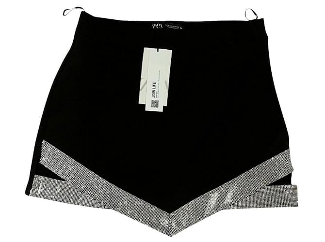 Zara glänzender Minirock Größe S Schwarz Polyester  ref.830864