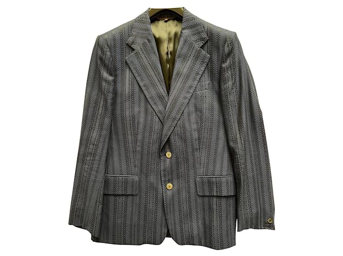 Roberto Cavalli Embroidered blazer jacket Blue Cotton  ref.830994