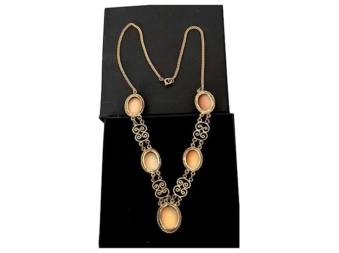 Autre Marque Art déco necklace 1950/1960 in Vermeil (silver + gold) With 5 genuine Agate Cameos. Gold hardware  ref.830995