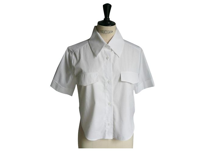 CHANEL New white shirt Logo back T36