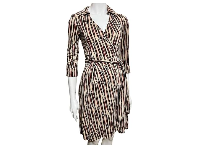 Diane Von Furstenberg DvF Megan vintage robe portefeuille en soie Multicolore  ref.831082