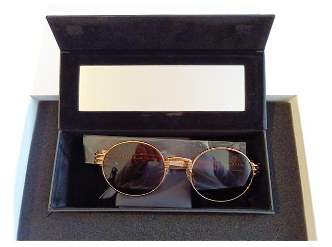 óculos de sola colaboração Jean Paul Gaultier x Karim Benzema Dourado Metal  ref.831952