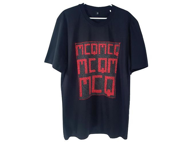Camiseta Alexander McQueen MCQ preta e vermelha de algodão Preto Vermelho