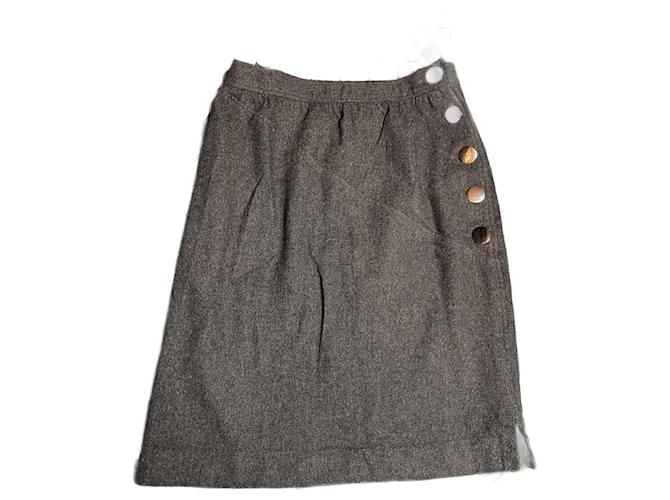 Yves Saint Laurent Skirts Grey Wool  ref.833377