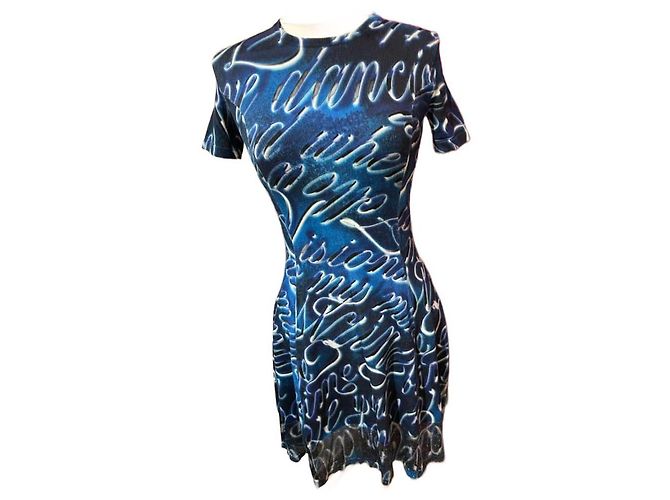 Kenzo Kleid Mehrfarbig Blau Strick Mehrfarben