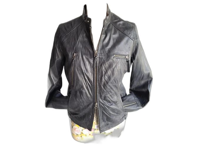 Autre Marque Schwarze Lederjacke Größe 40