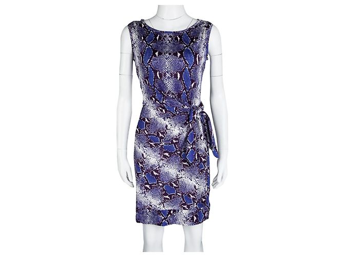 Diane Von Furstenberg DvF New Della Seiden-Wickelkleid Blau Mehrfarben