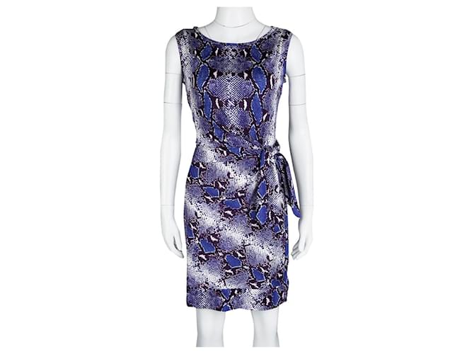 Diane Von Furstenberg DvF New Della vestido cruzado de seda con efecto cruzado Azul Multicolor  ref.833719