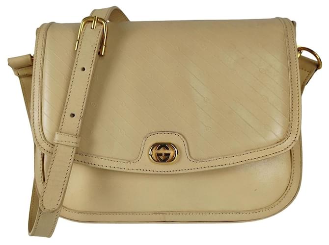 Gucci vintage 70s shoulder bag in beige leather, Camera model ref