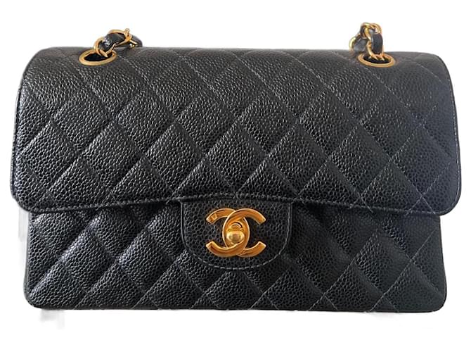 Timeless Chanel Classic lined flap small Black Leather  ref.833788