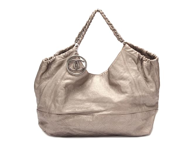 Chanel Bolsa Coco Cabas Marrom Couro  ref.833962