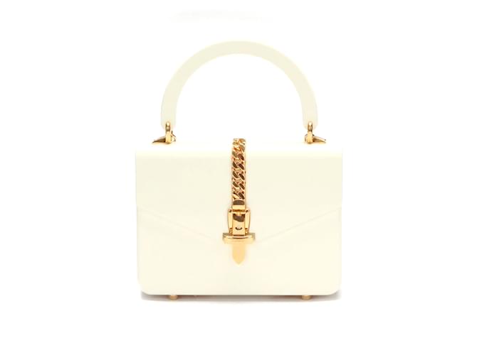 Gucci Plexiglass Mini Sylvie 1969 Borsa con manico superiore Borsa a mano in plastica 589482 In ottime condizioni Bianco  ref.834111