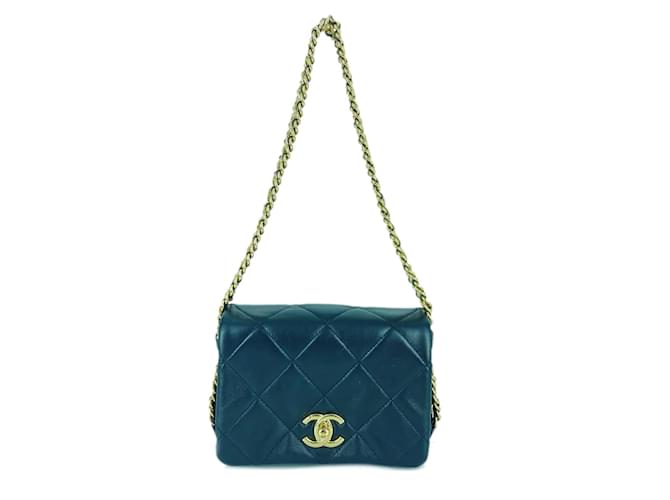 Chanel CC Quilted Full Flap Crossbody Bag AL4CTPA7 Blue Leather Lambskin  ref.834177 - Joli Closet