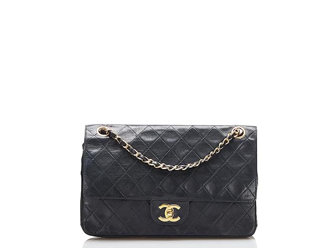 Chanel Classic Double Flap Shoulder Bag,Black,Leather