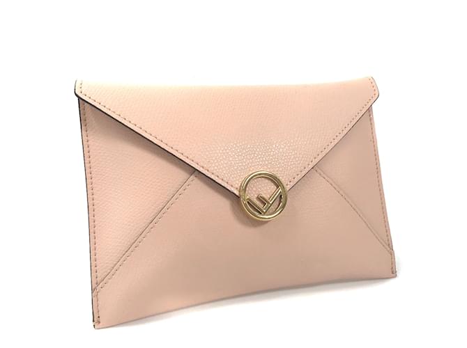 F Is Fendi Leather Envelope Clutch 8N0151 Pink Pony-style calfskin  ref.834458