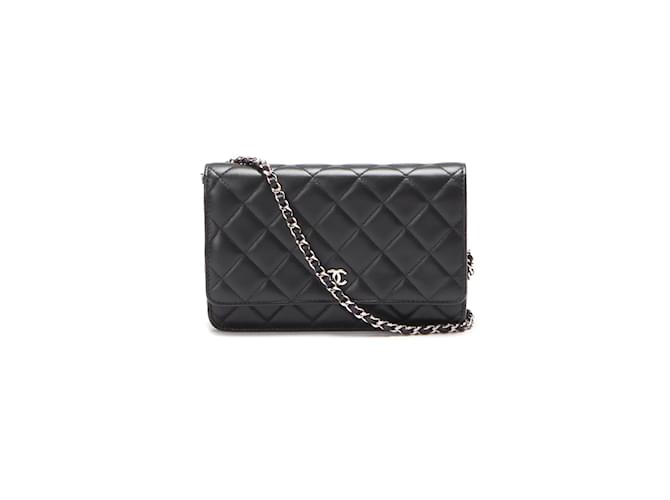 Chanel CC Tasche aus gestepptem Leder mit einer Klappe Schwarz  ref.834626