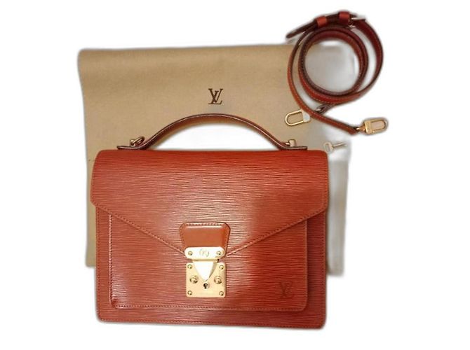Bolsa Louis Vuitton Monceau Epi em pele de cordeiro castanha