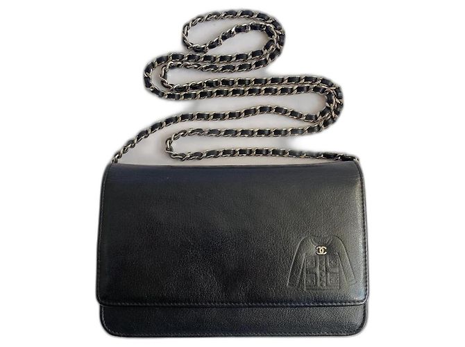 Chanel WOC borsa a mano in pelle nera Nero