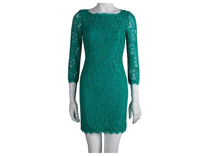 Diane Von Furstenberg DvF Zarita lace dress in emerald green  ref.834711