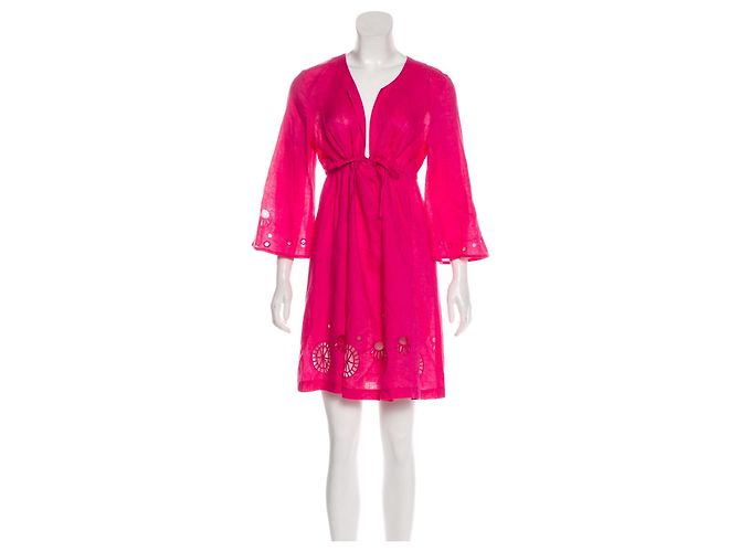 Diane Von Furstenberg Leinenkleid Kleio von DvF Pink