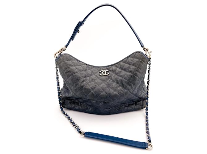 Chanel French Riviera Large Quilted Caviar Leather Blue Bag ref
