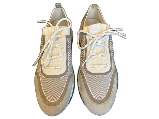 Hermès Sneaker addict Hermes canvas H Grey Cloth  ref.834816