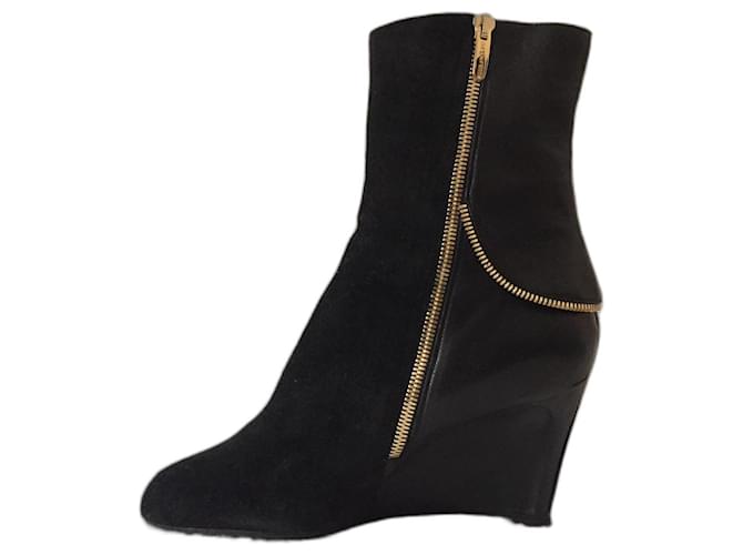 Sergio Rossi Black slim ankle boots Leather  ref.834822
