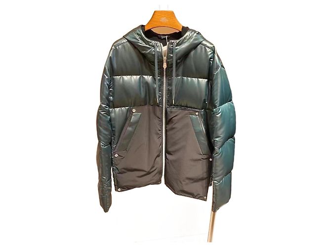 Hermès Capispalla per uomo Nero Verde scuro Tela