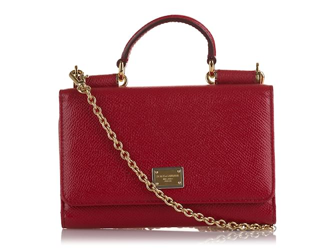 Dolce & Gabbana Dolce&Gabbana Red Mini Miss Sicily Von Wallet on Chain  Leather Pony-style calfskin ref.834882 - Joli Closet