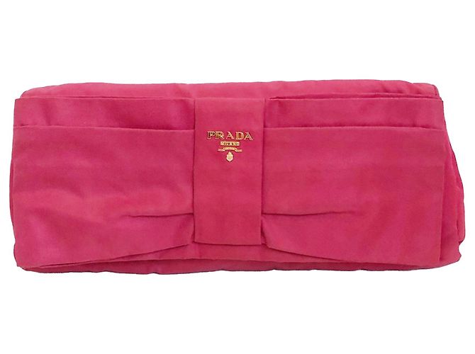 Bow Clutch Prada Pink Fiocco Laço Tessuto