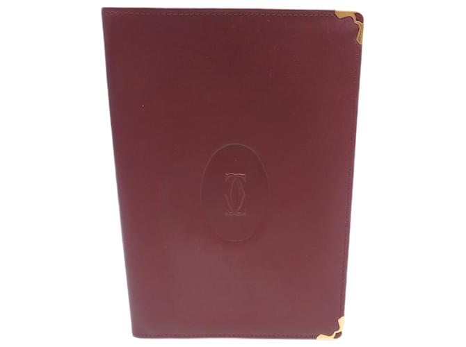 MUST DE CARTIER DIARY COVER IN BORDEAUX LEATHER LEATHER DIARY HOLDER Dark red  ref.834917