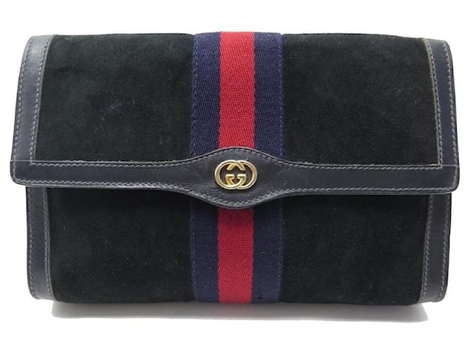 VINTAGE POUCH GUCCI PARFUMS SHERRY LINE POUCH IN SUEDE CANVAS WEB