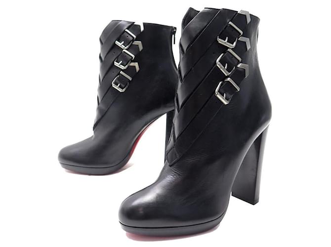 NEW CHRISTIAN LOUBOUTIN TROOP BOOTS SHOES 39 BLACK LEATHER BOOTS  ref.835033