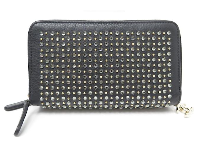 NEW CHANEL POUCH O-PHONE CASE A81004 LEATHER AND RHINESTONES LEATHER POUCH Black  ref.835070