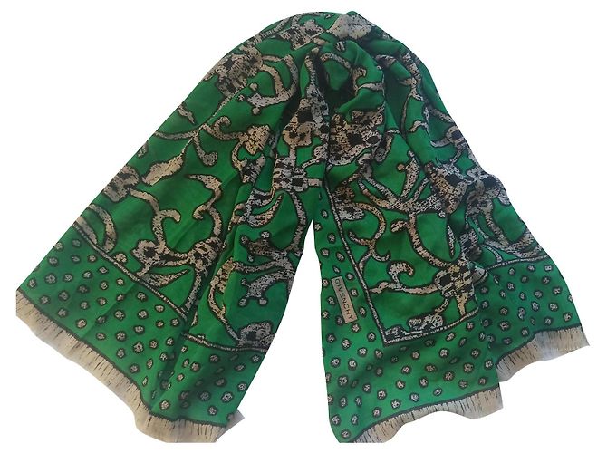 Sciarpa Givenchy in seta e lana nera beige verde Nero 