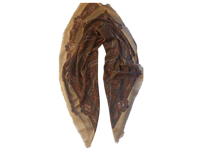 Autre Marque Sciarpa in seta e lana BELLOGGIA DE CARON 135x135 cm Multicolore