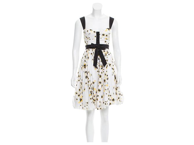 Diane Von Furstenberg Abito vintage DvF Carson Bumble Bee Nero Bianco Giallo