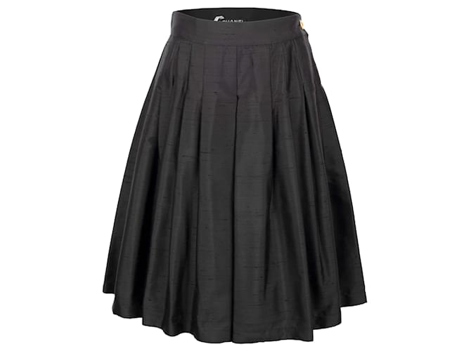 Chanel Black Pleated Skirt Silk  ref.835762