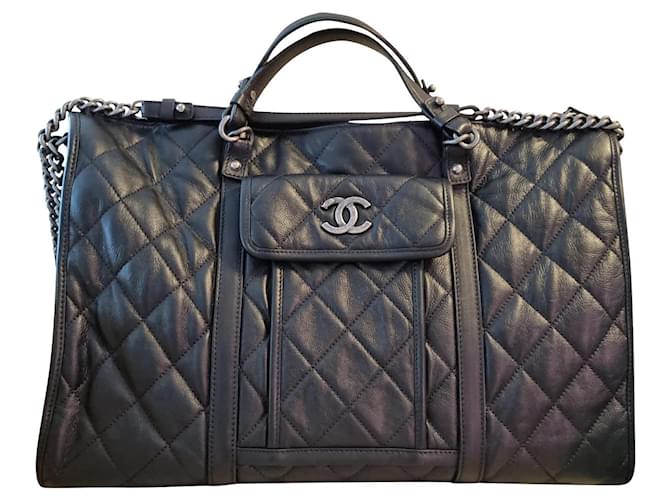 Chanel Riviera Bowling Bag Black Leather  ref.836320