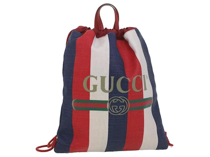 GUCCI Web Sherry Line Backpack Canvas Tricolor Red Blue Green 473872 Auth am3970 Cloth  ref.836403