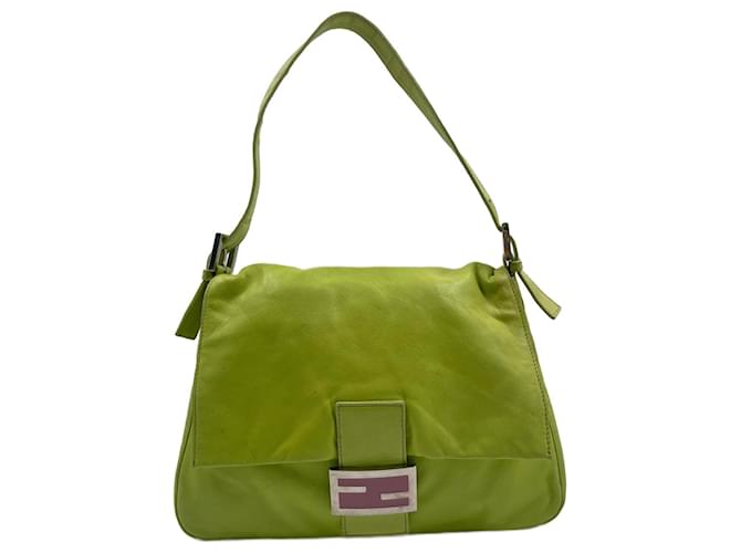 Green Leather Fendi Baguette Mamma Cloth  ref.836480