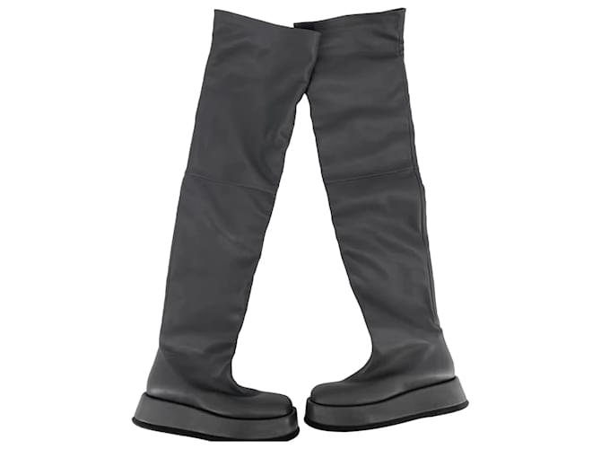 Autre Marque GIA BORGHINI  Boots T.eu 37.5 Leather Grey  ref.836797