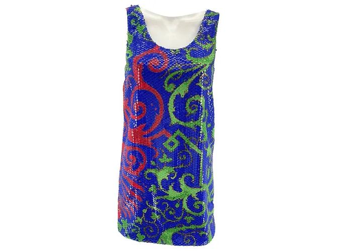 Versace Kleider T.FR 38 Glitzer Blau