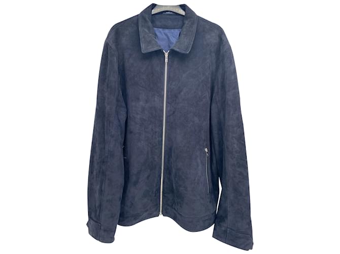 Autre Marque DE FURSAC  Leather jackets T.fr 54 Leather Navy blue  ref.837020